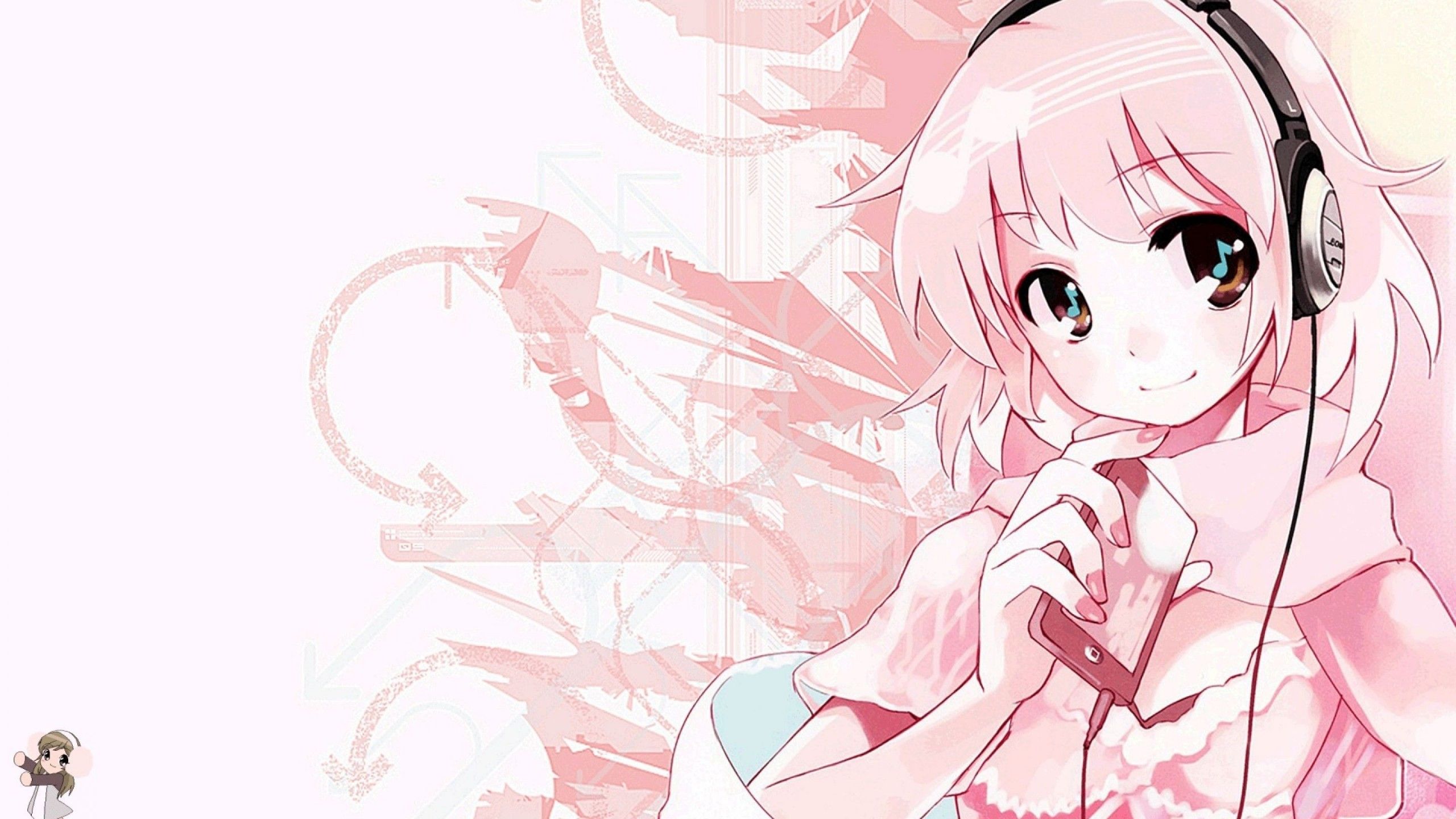 Pink Anime Girl Background Wallpaper 22073