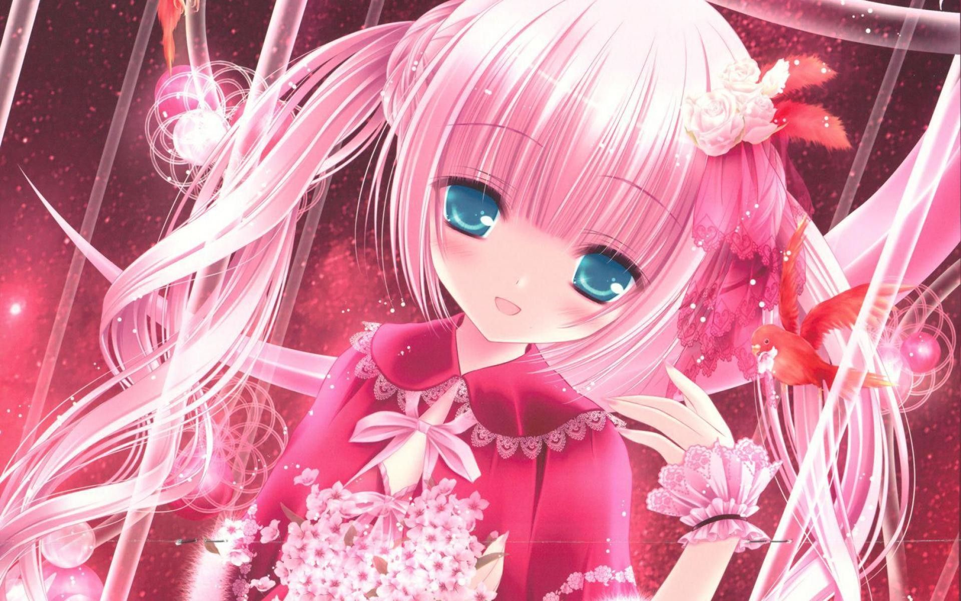 Pink, Red, Wallpaper, Anime, Cute, Image, Bigest Cute Girl Pink HD Wallpaper
