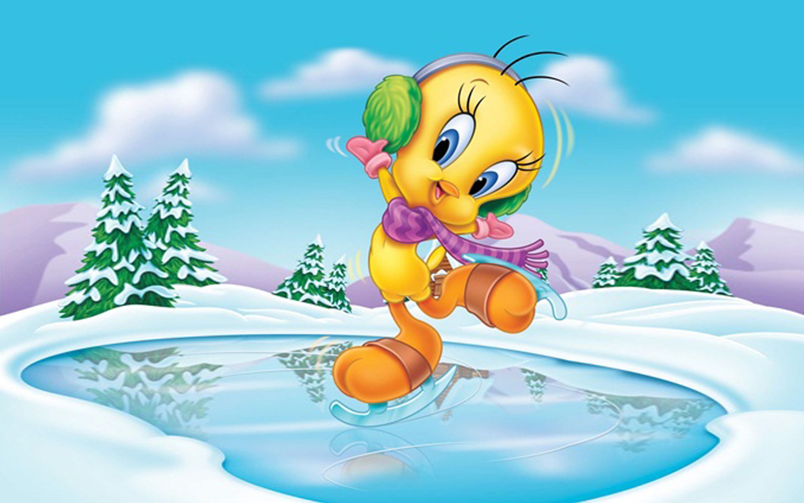 Looney Tunes Tweety Bird Cartoon Art Skating Dancing On Ice Desktop HD Wallpaper For Mobile Phones Tablet And Pc 2560x1600, Wallpaper13.com