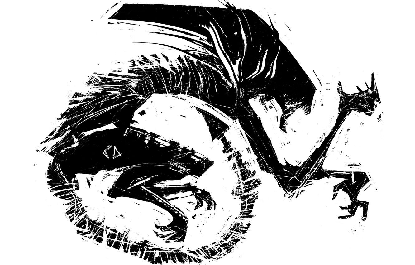 Wallpaper white, black, alien, sketch, xenomorph image for desktop, section минимализм