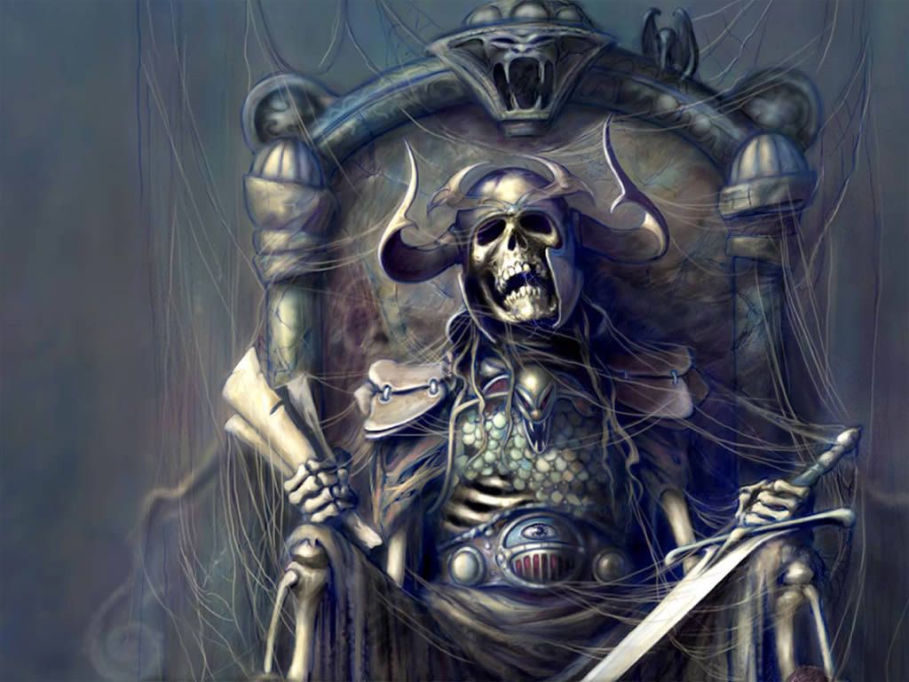 Undead King on Throne Wallpaper. Caveira, Terror, Dona morte