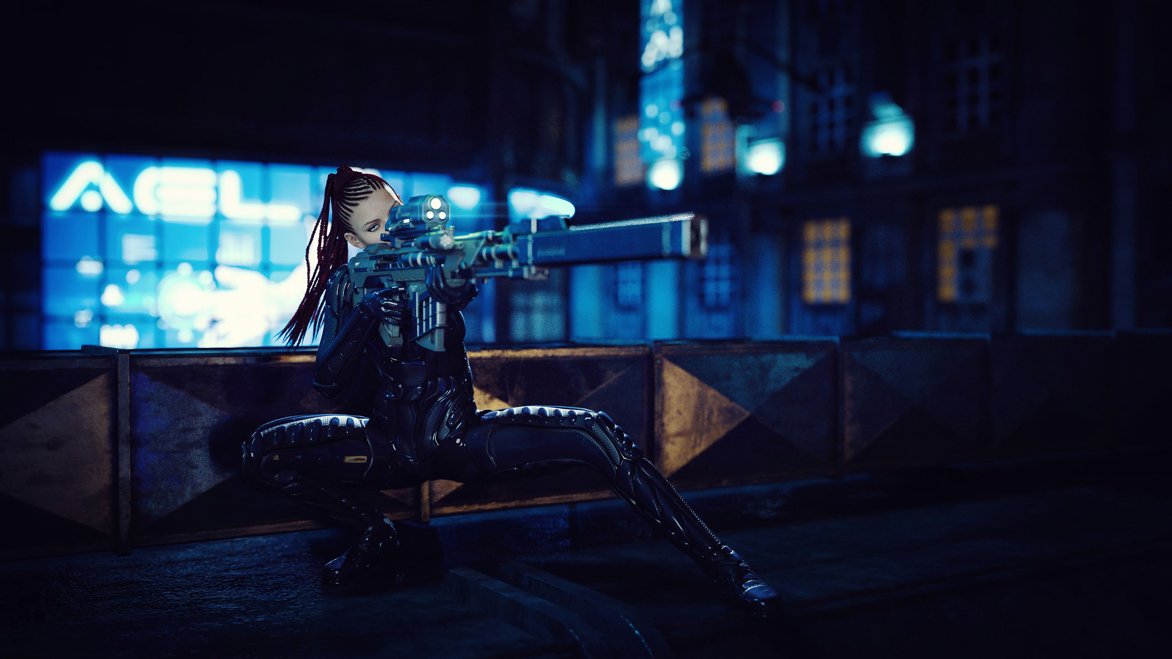 Roof Sniper Girl 4k, HD Artist, 4k Wallpaper, Image, Background, Photo and Picture
