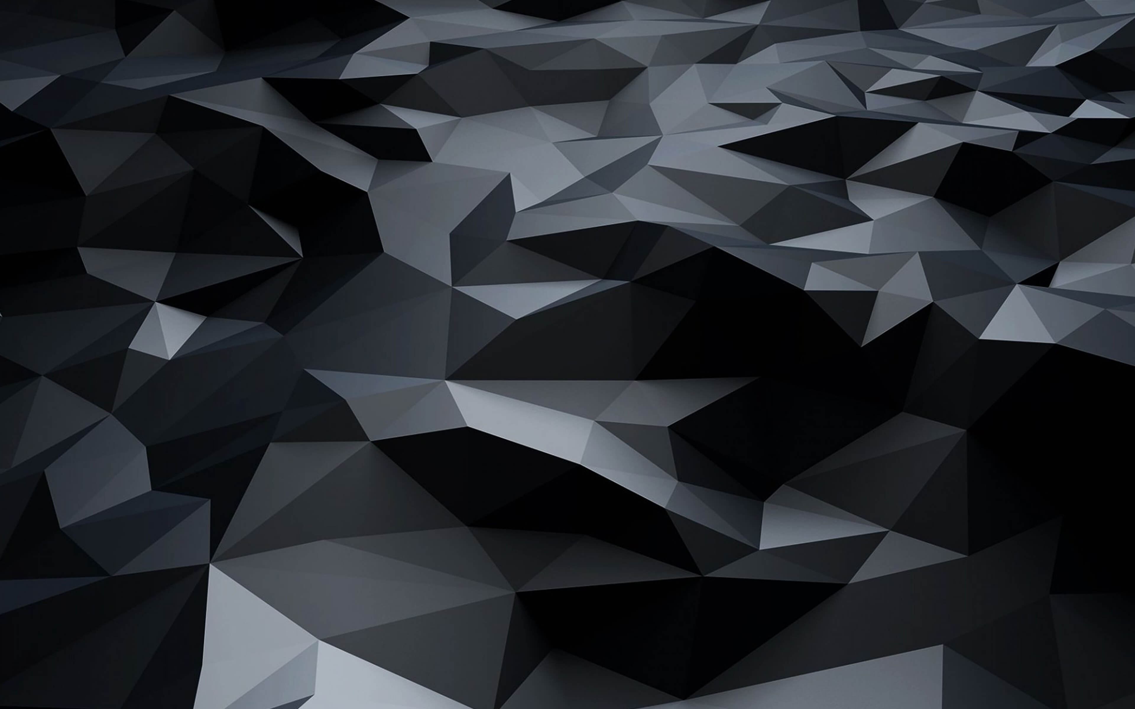 Black 3D Polygons Dark Pattern Ultra HD Wallpaper