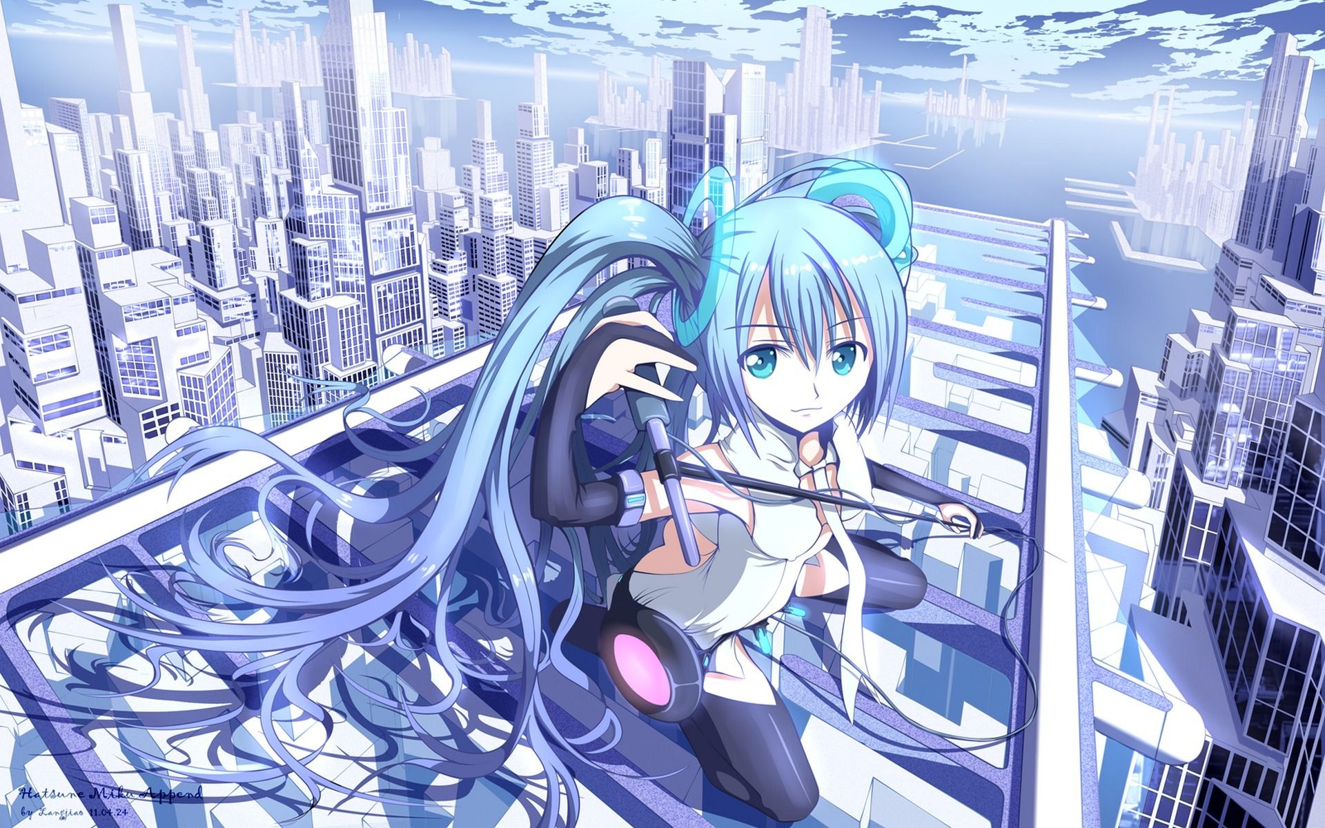 Vocaloid Megapolis Anime Girls Cities city wallpaperx1200