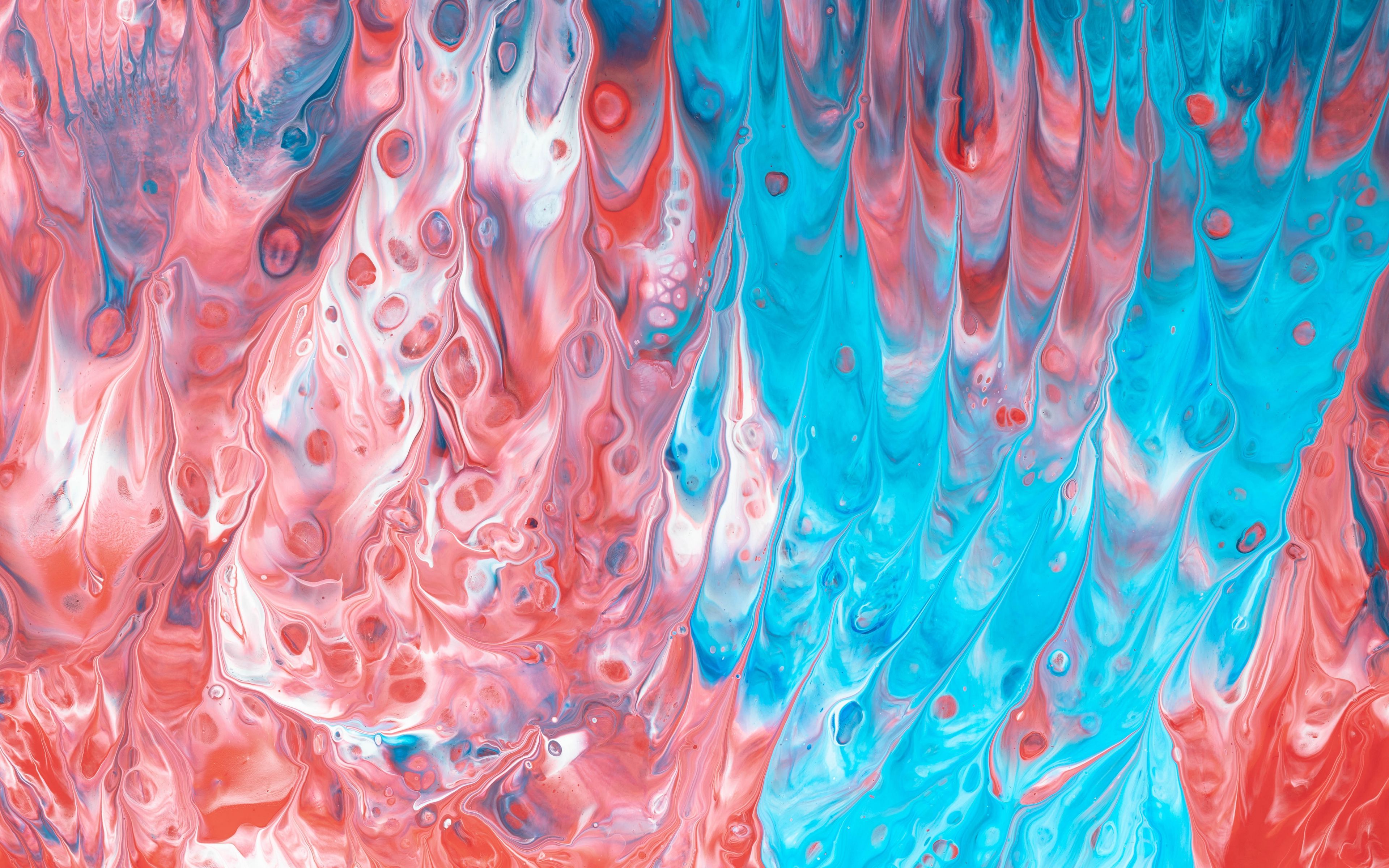 Download wallpaper 3840x2400 paint, drips, blue, red, bumps 4k ultra HD 16:10 HD background