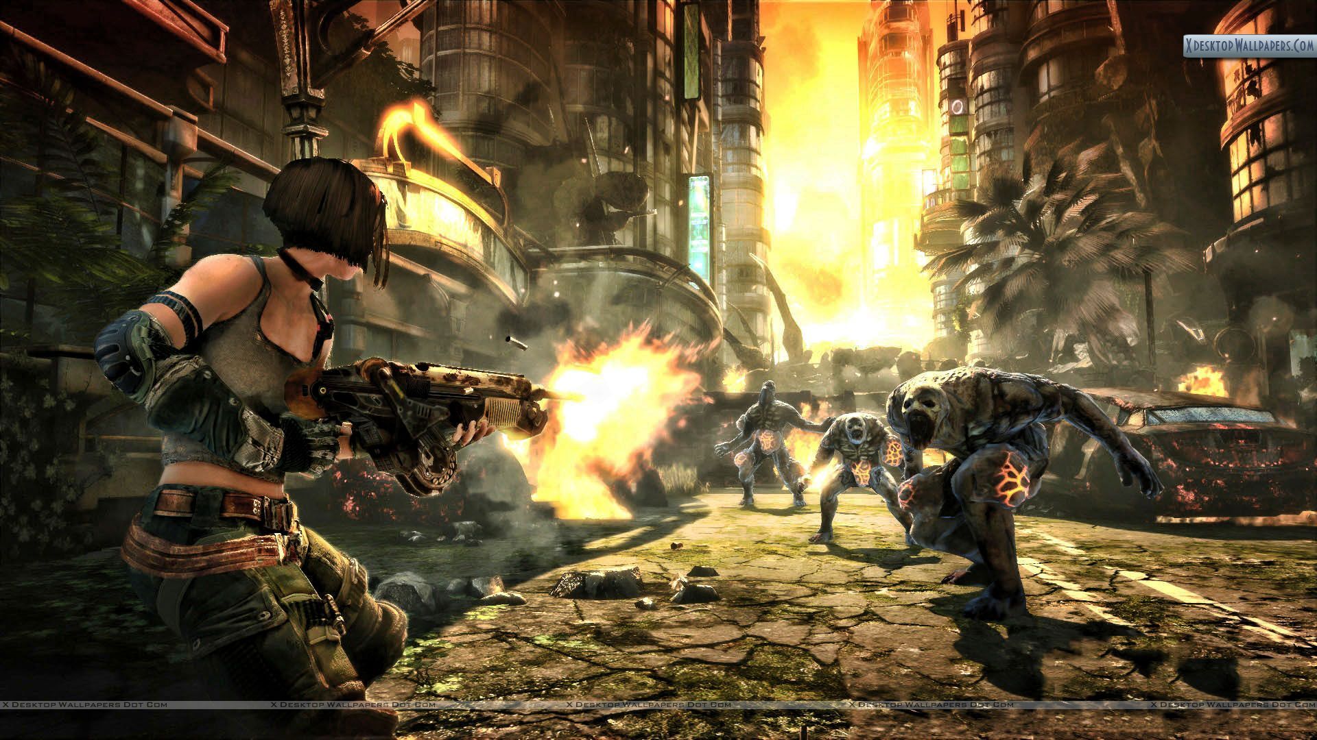 Bulletstorm Firing On Monster Wallpaper