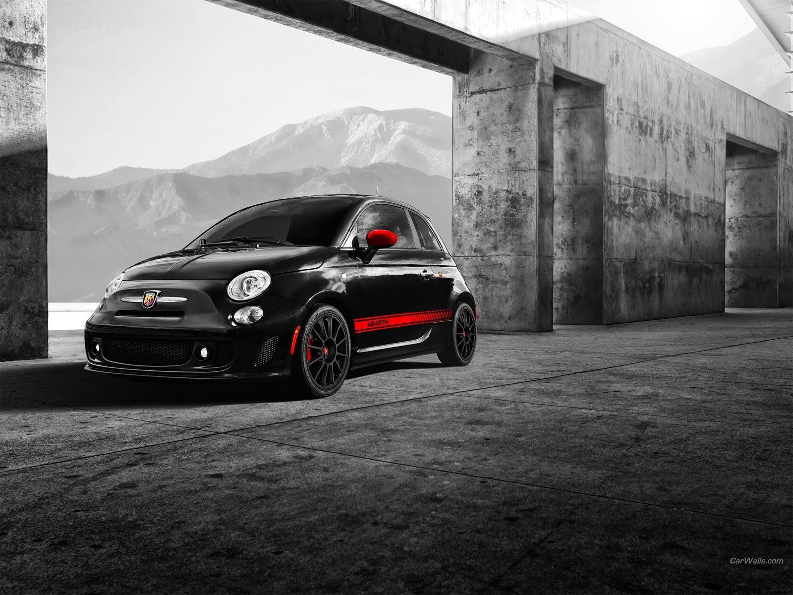 black, Cars, Fiat, 500, Abarth, Selective, Coloring Wallpaper HD / Desktop and Mobile Background
