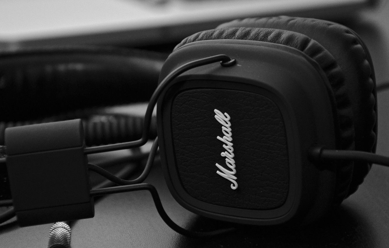 Wallpaper Headphones, Black And White, B W, Marshall, On Ear Image For Desktop, Section Hi Tech