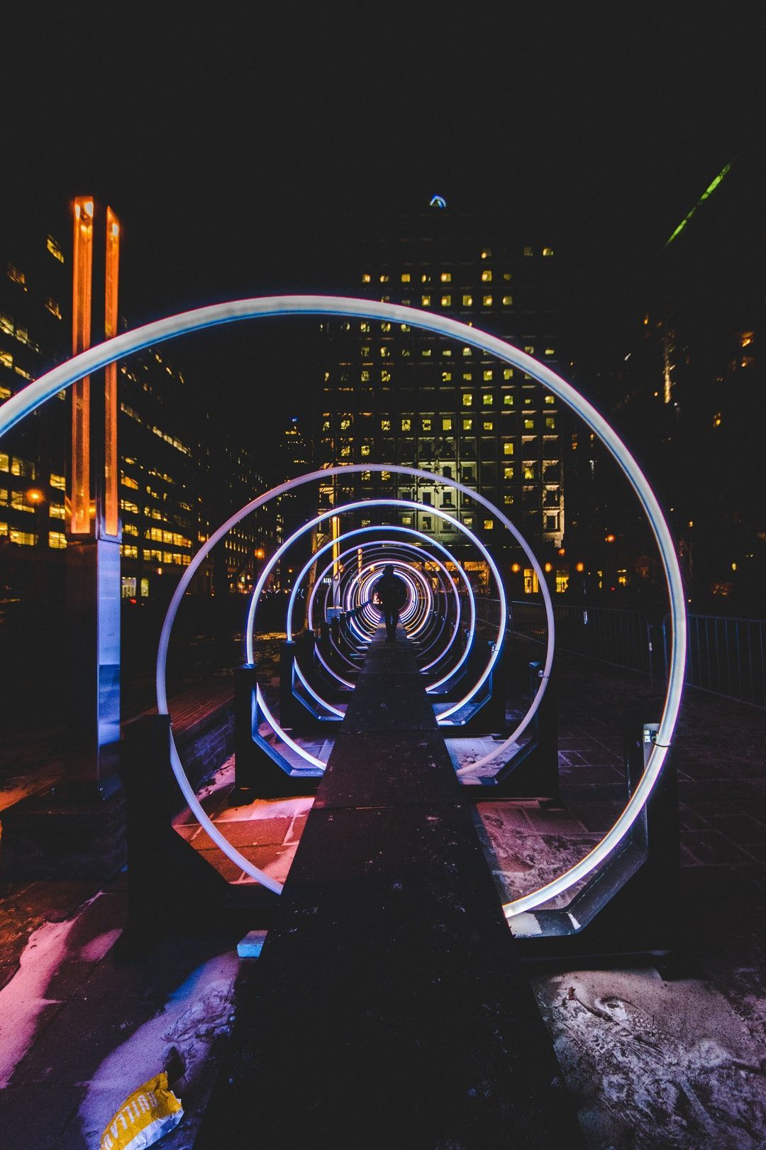 Download this free HD photo of city, urban, spiral and lights in Montreal, Canada by Cédric Servay. Wallpaper iphone neon, Neon wallpaper, Huawei wallpaper