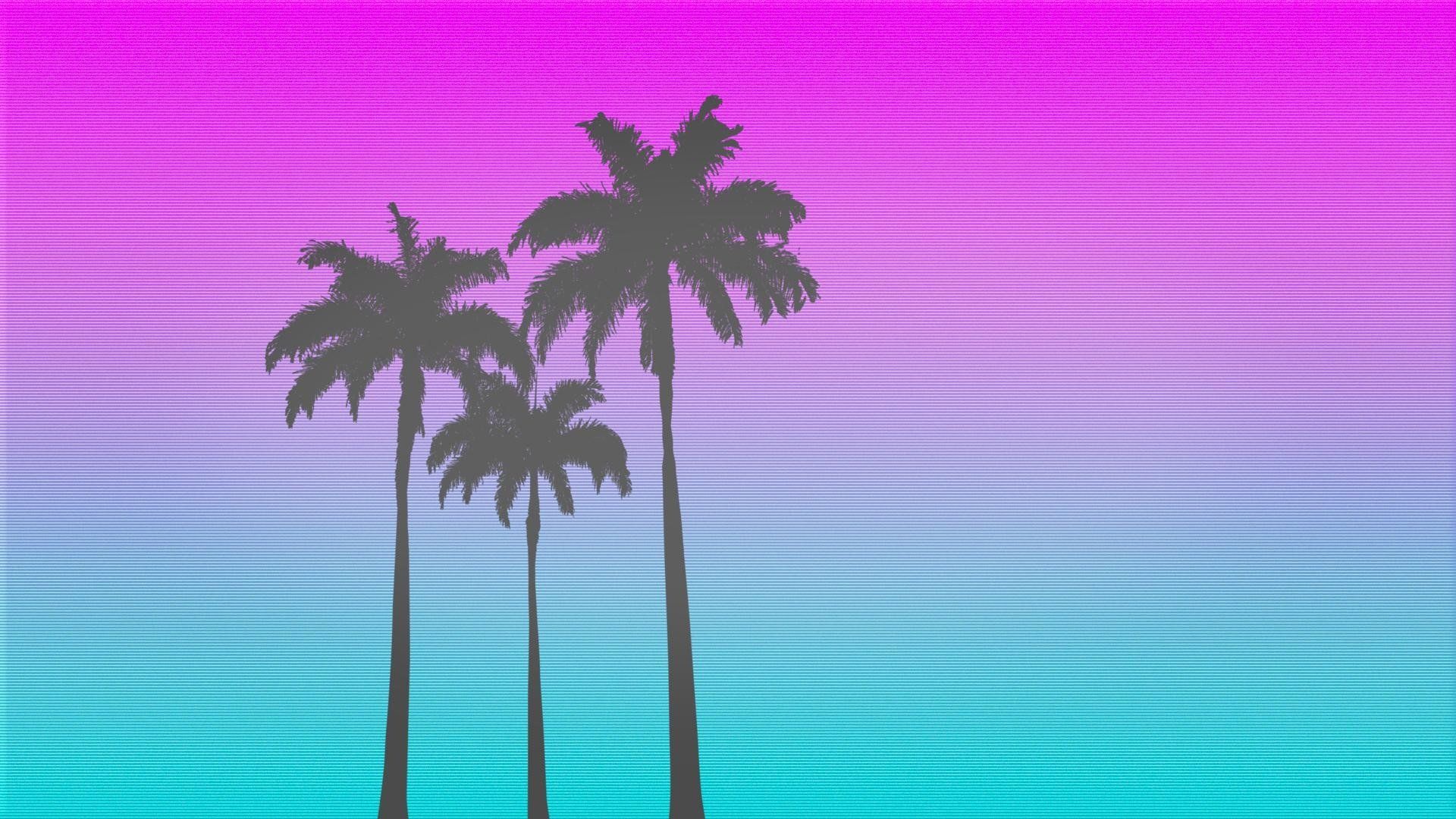 Retro style, 1980s, Palm trees Wallpaper HD / Desktop and Mobile Background