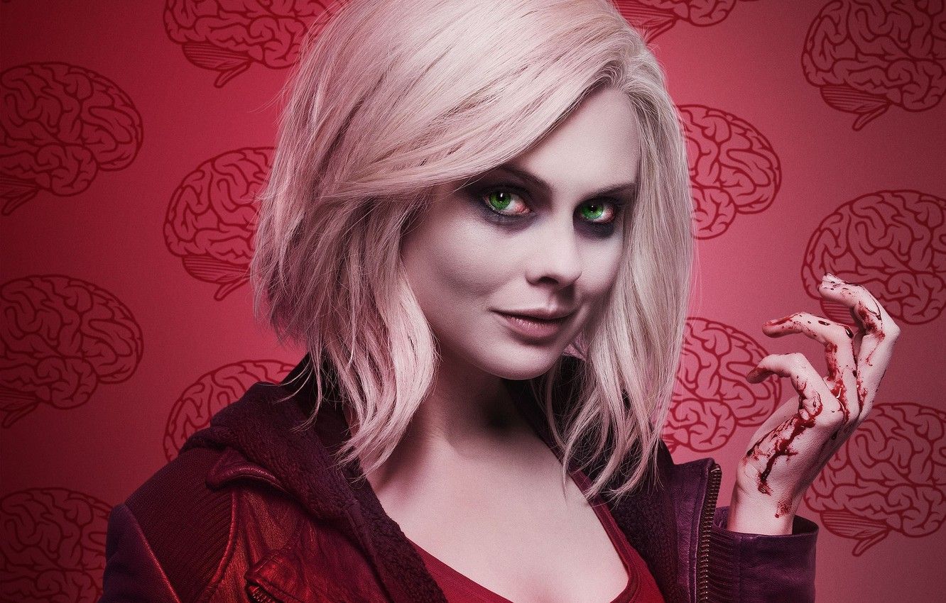 Wallpaper red, girl, zombie, blood, undead, green eyes, New Zealand, woman, pink, blonde, brain, sugoi, subarashii, official wallpaper, TV series, power ranger image for desktop, section фильмы