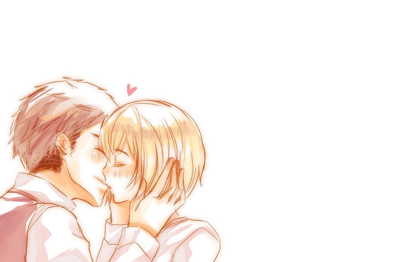 Wallpaper Kiss, Art, Guys, Shingeki No Kyojin, Armin Arlert, Senen Ay, Shounen Ai, Jean Kirstein Image For Desktop, Section прочее