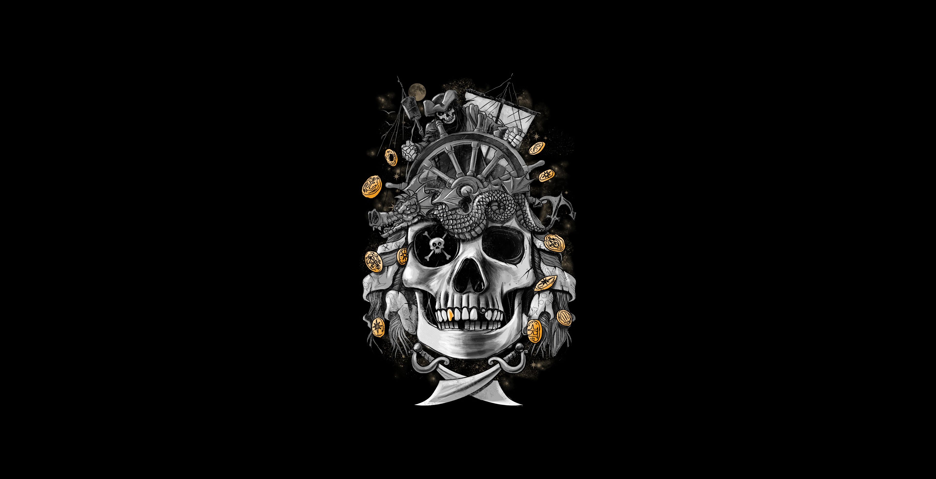Dark Gold Skull 4k, HD Artist, 4k Wallpaper, Image, Background, Photo and Picture