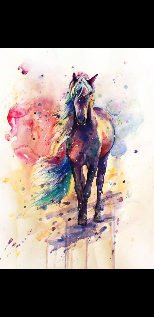Download Watercolor horse Wallpaper by nikki8775 now. Browse millions of. Abstract art poster, Colorful horse painting, Canvas art painting