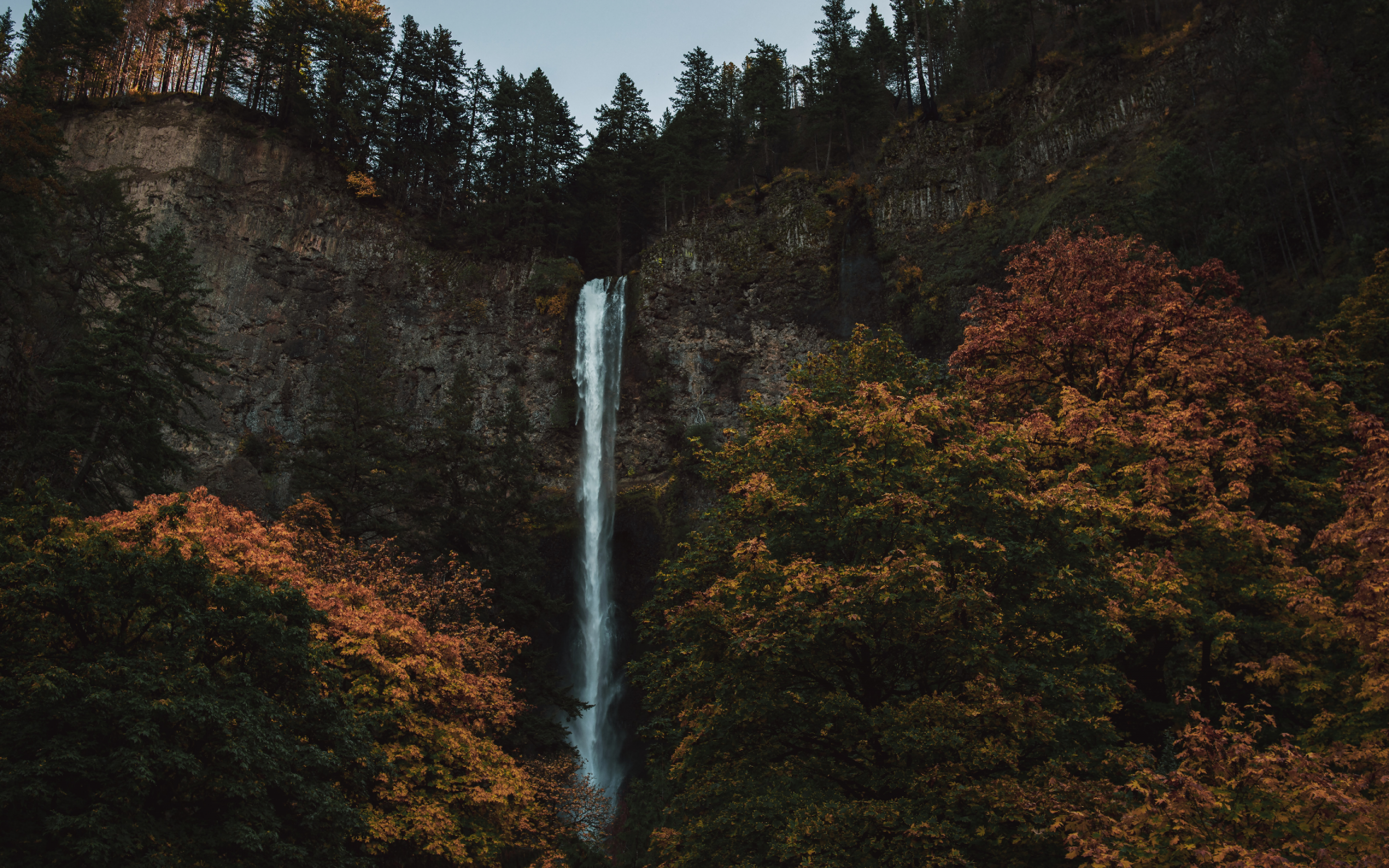 Download 2880x1800 Waterfall, Oregon, United States, Autumn, Fall, Trees, Forest Wallpaper for MacBook Pro 15 inch
