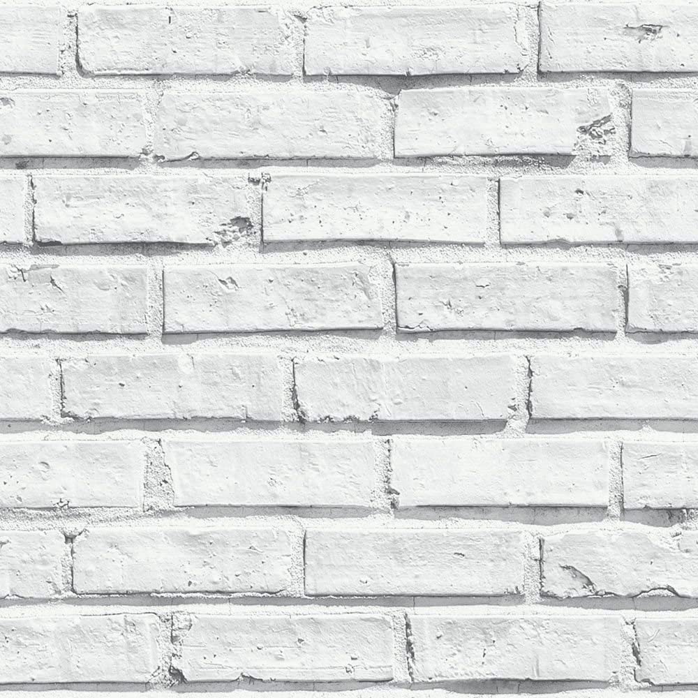 Arthouse White Brick Wall Photographic Stone Effect Natural Feature Wallpaper: Amazon.co.uk: DIY & Tools