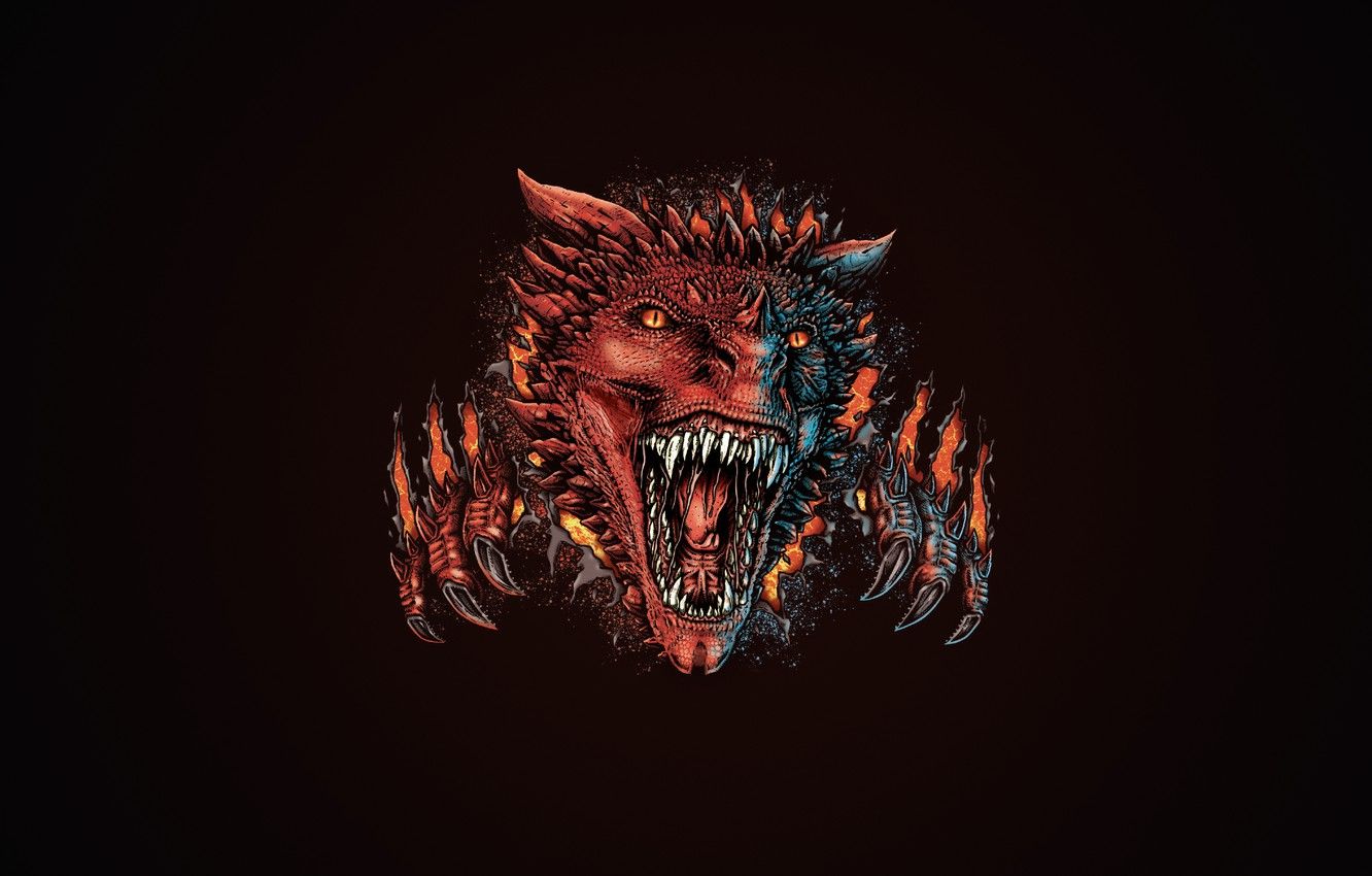 Wallpaper Minimalism, Being, Dragon, Monster, Style, Teeth, Mouth, Background, Fangs, Face, Dragon, Monster, Art, Art, Style, Game of Thrones image for desktop, section минимализм