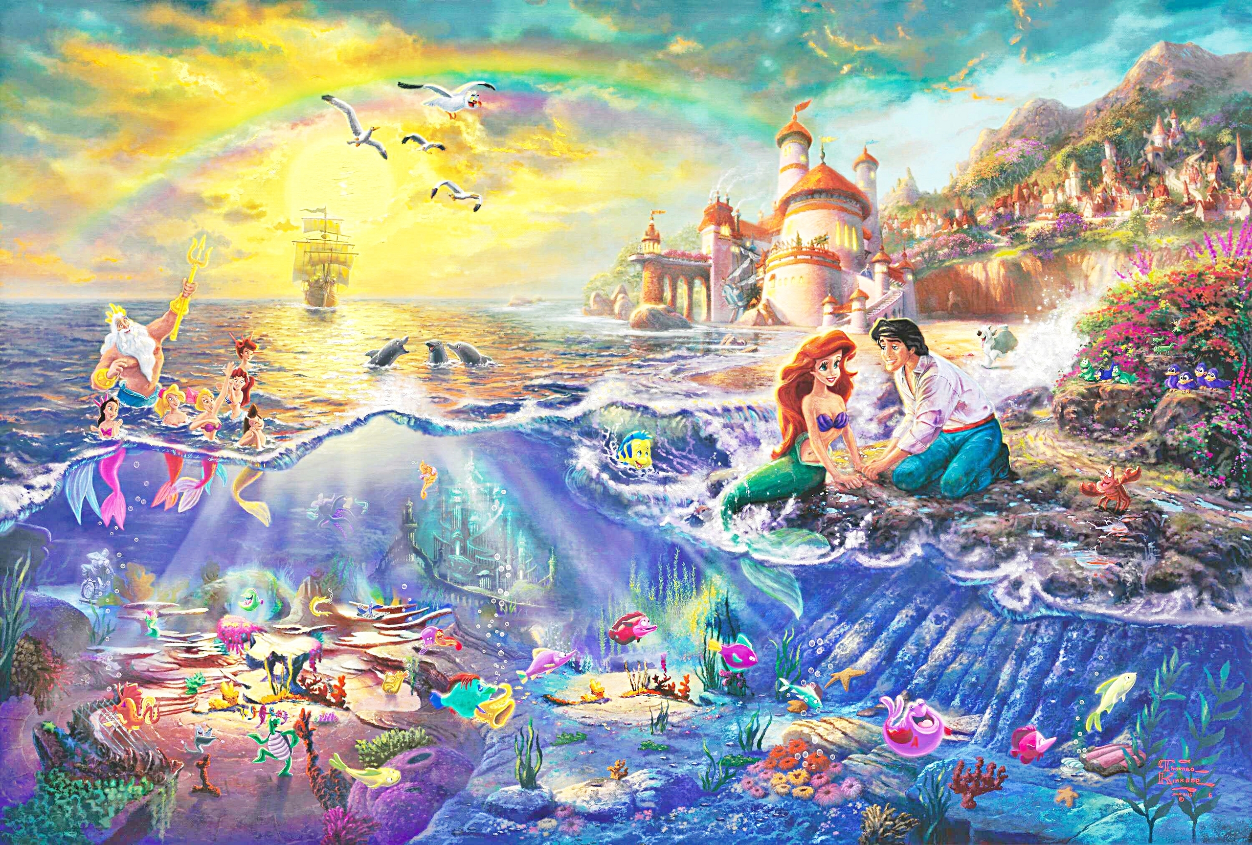 Thomas Kinkade's Disney Paintings Little Mermaid Disney Characters Photo