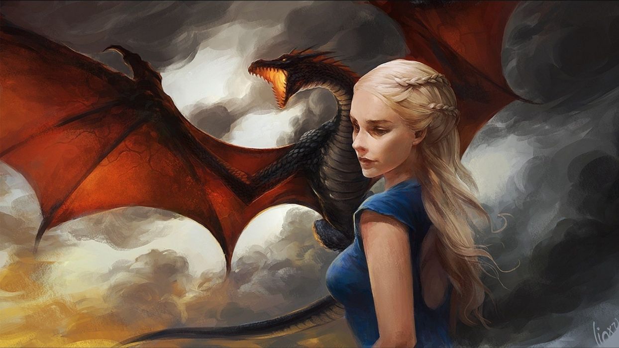 Dragon fantasy girl blonde wallpaperx1080