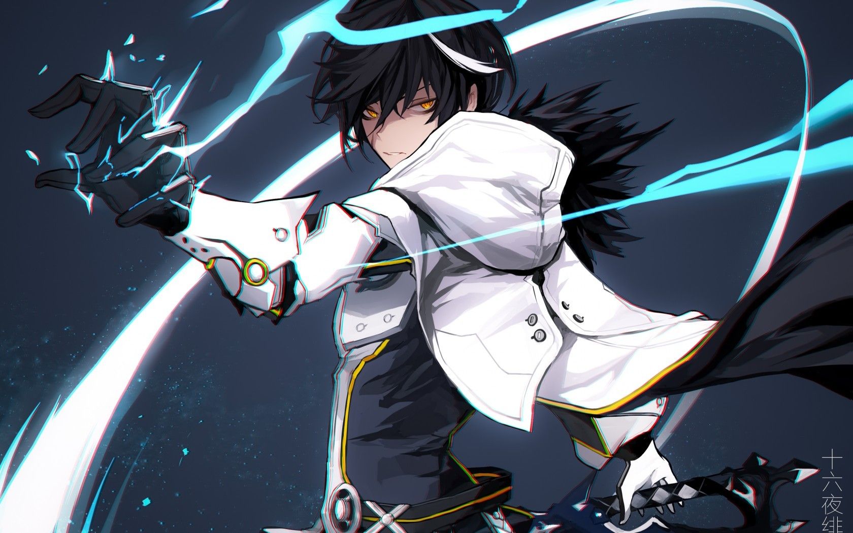 Download 1680x1050 Raven, Elsword, Magic, Anime Boy, Cape, Black Hair, Anime Games Wallpaper for MacBook Pro 15 inch