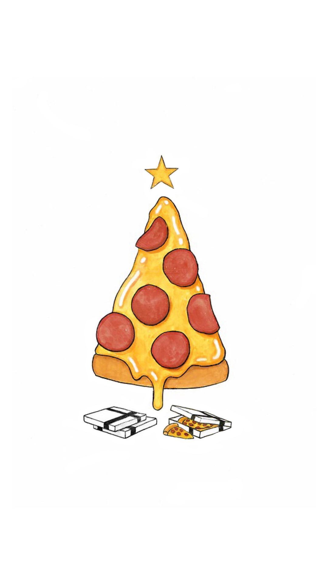 Funny Pizza Christmas Tree Android Wallpaper free download