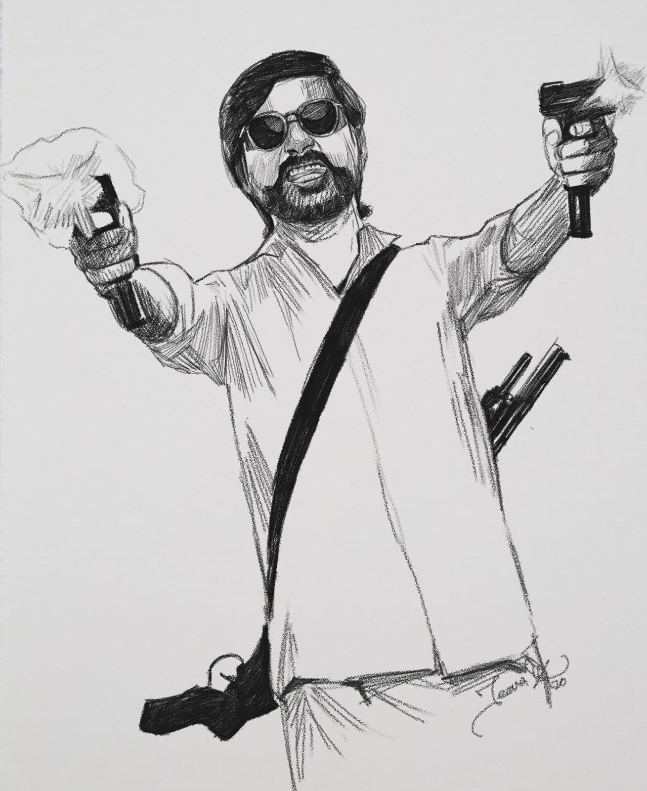 Jagame Thandhiram Movie Actor Dhanush in Pencil Sketch, Jeeva Artist
