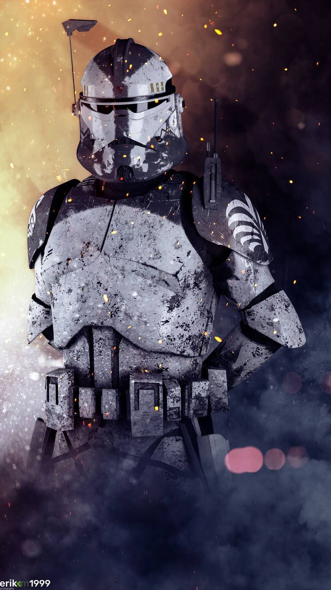 Commander Wolffe Joins The Battle. By Erik M1999. Star Wars Movies Posters, Star Wars Tribute, Star Wars Background