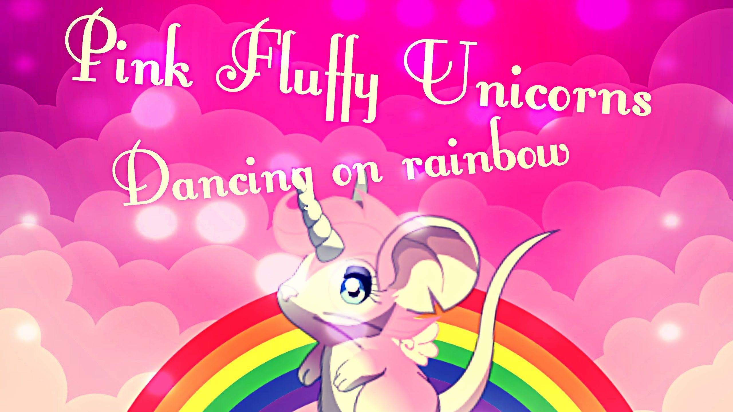 Pink Fluffy Unicorns Dancing On Rainbows Wallpaper