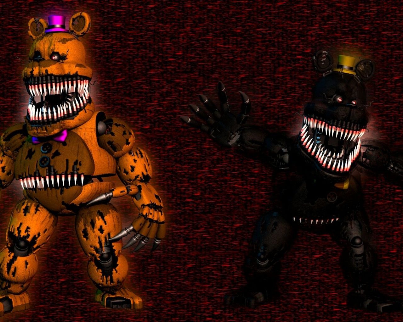 Free download FNAF 4 wallpaper extra Nightmare Fredbear and Nightmare on [1920x1080] for your Desktop, Mobile & Tablet. Explore Nightmare Fredbear Wallpaper. Nightmare Fredbear Wallpaper, Nightmare Wallpaper, Nightmare Freddy Wallpaper