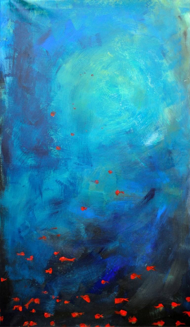 Deep blue ocean Art Print. Ocean art painting, Abstract fish painting, Ocean painting