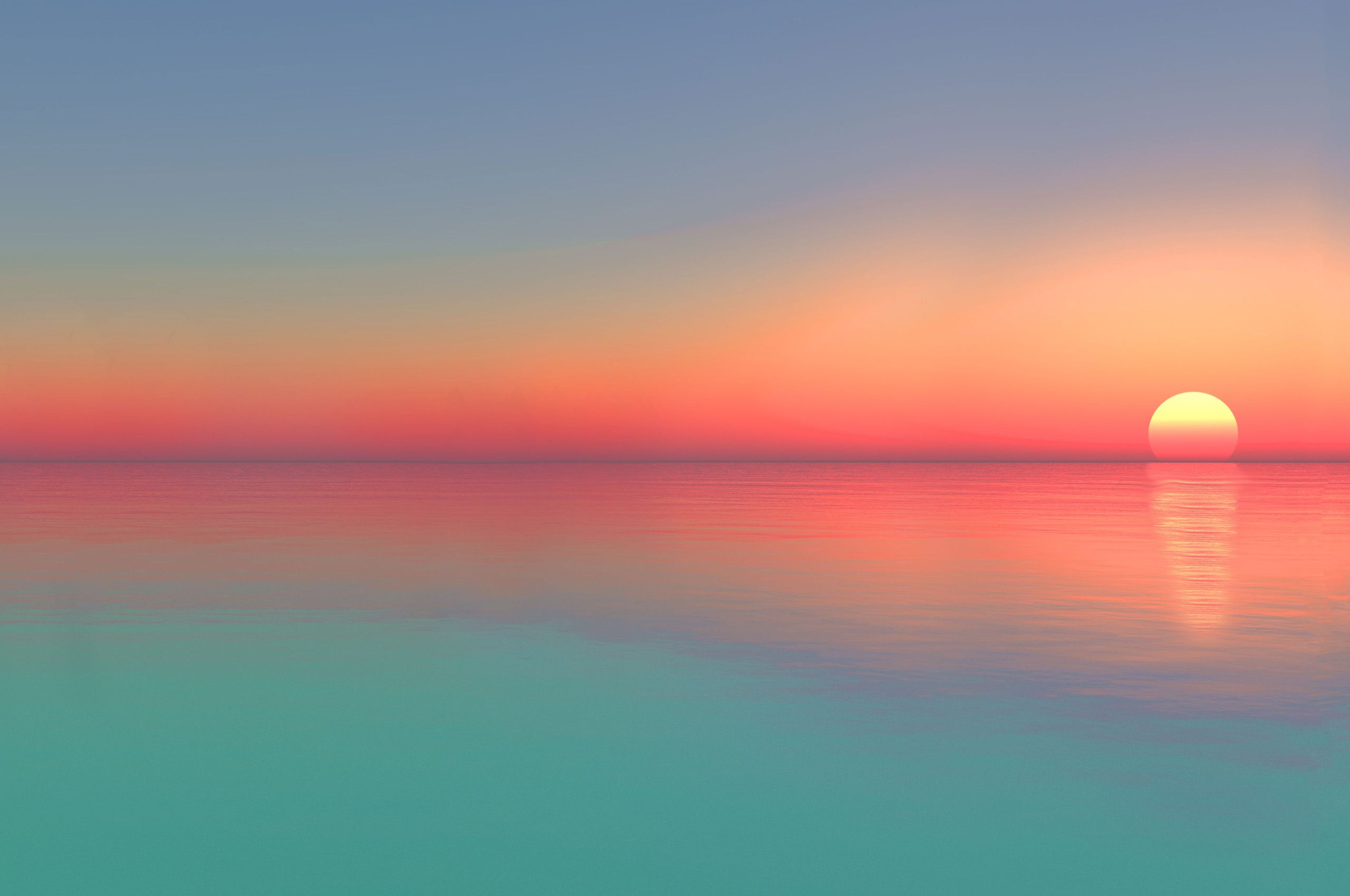 Calm Sunset Ocean Digital Art 5k Chromebook Pixel HD 4k Wallpaper, Image, Background, Photo and Picture