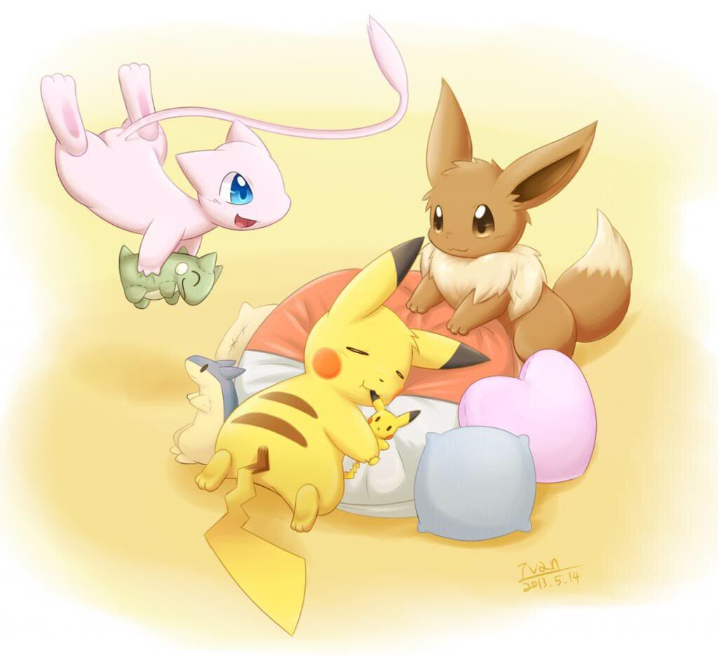 Pikachu, Eevee and Mew. Pokemon, Malen