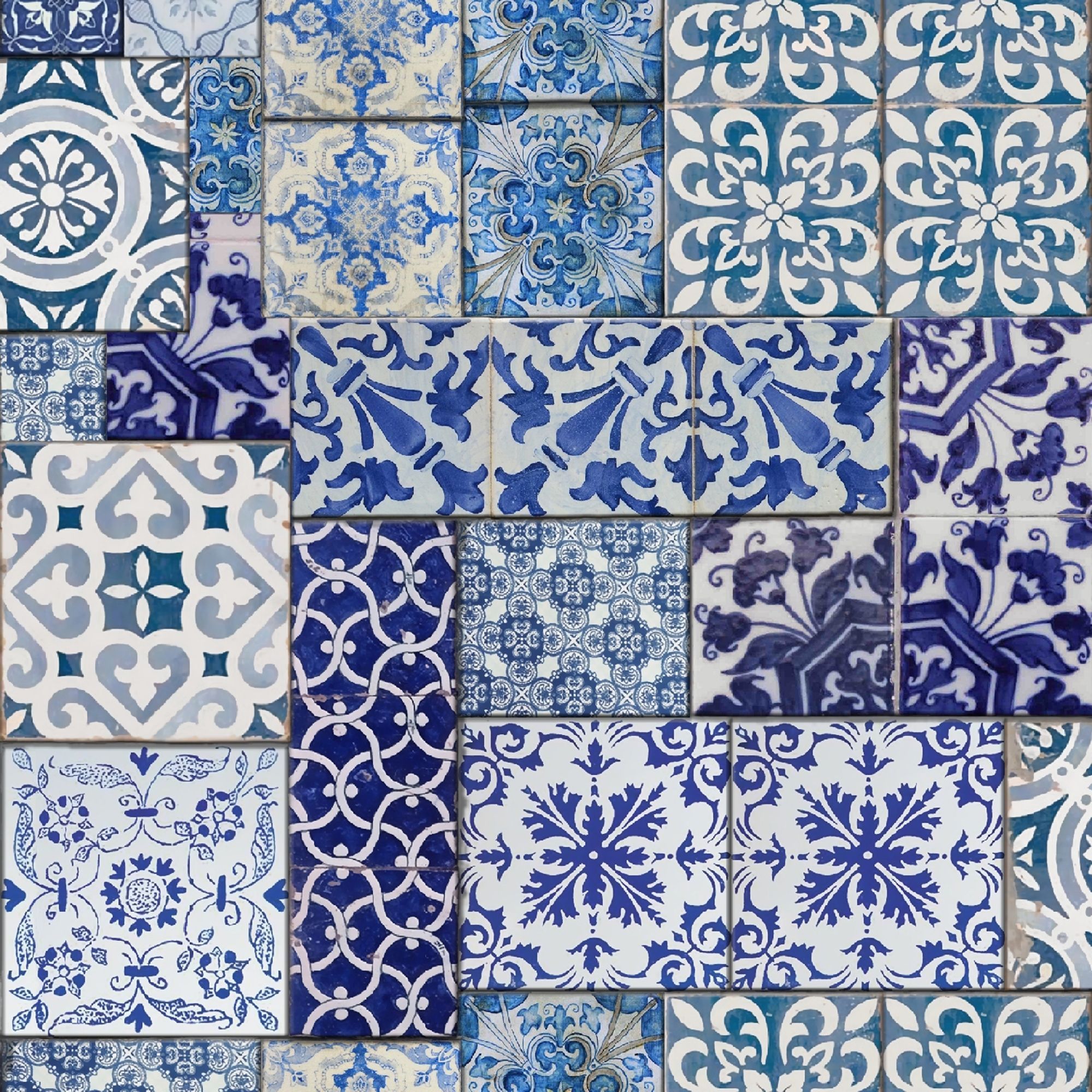 Muriva Moroccan Tiles Wallpaper Blue / White. Blue and white wallpaper, Moroccan tiles, Blue moroccan tile