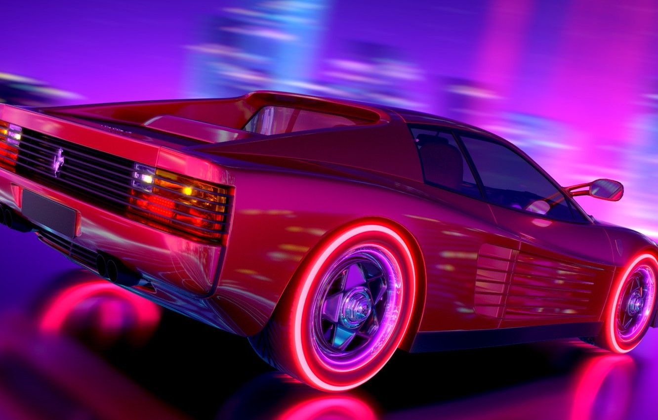 Wallpaper Music, Neon, Background, Ferrari, Electronic, Testarossa, Synthpop, Darkwave, Synth, Retrowave, Synth Pop, Sinti, Synthwave, Synth Pop, 512 TR, Ferrari Testarossa 512 TR Image For Desktop, Section рендеринг