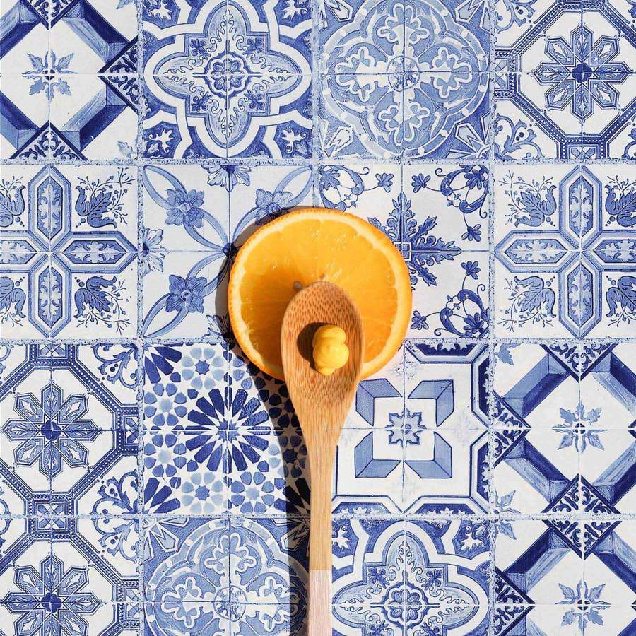 Light blue Moroccan tile removable wallpaper