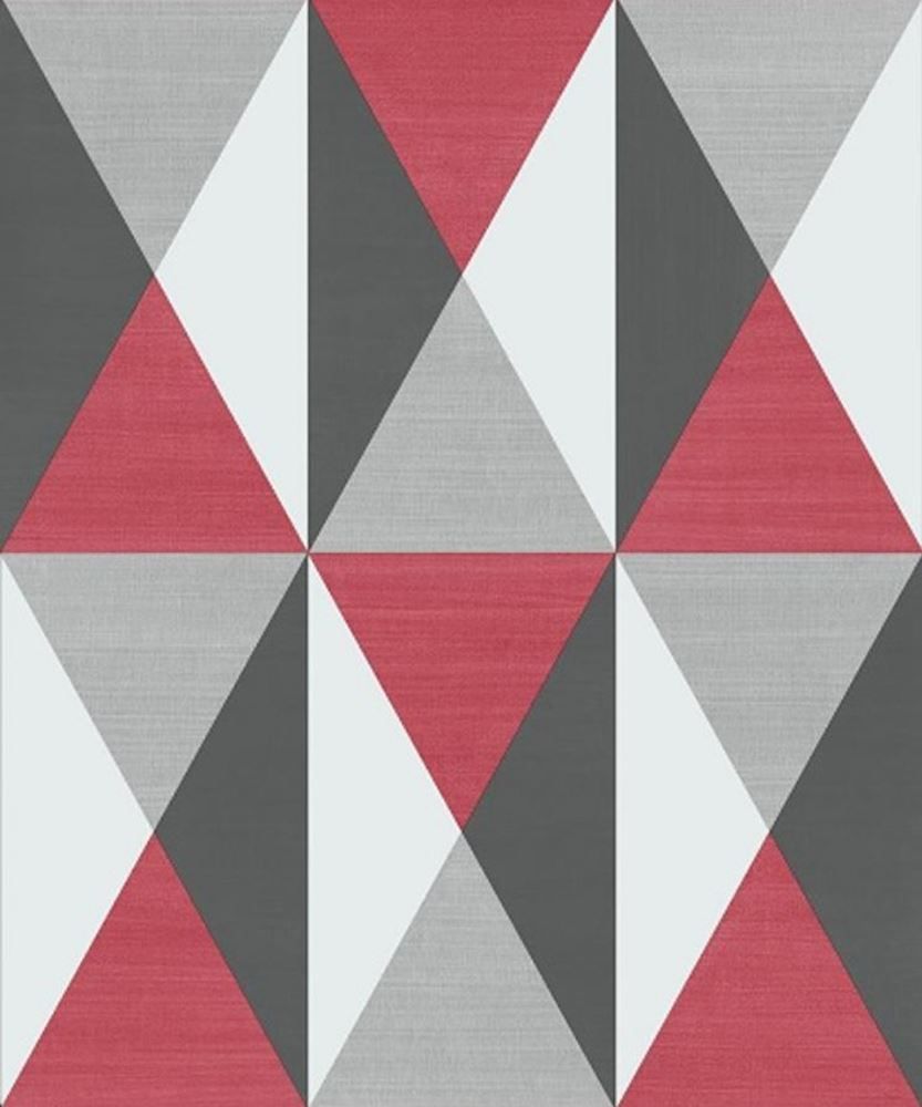 3D Geometric Wallpaper Triangles Diamonds Red Grey Black Vinyl Paste Wall Modern 3294270679104