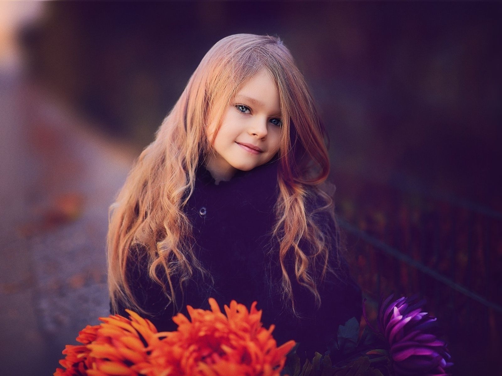 Download 1600x1200 wallpaper cute, little girl, flowers, standard 4: fullscreen, 1600x1200 HD image, background, 15081