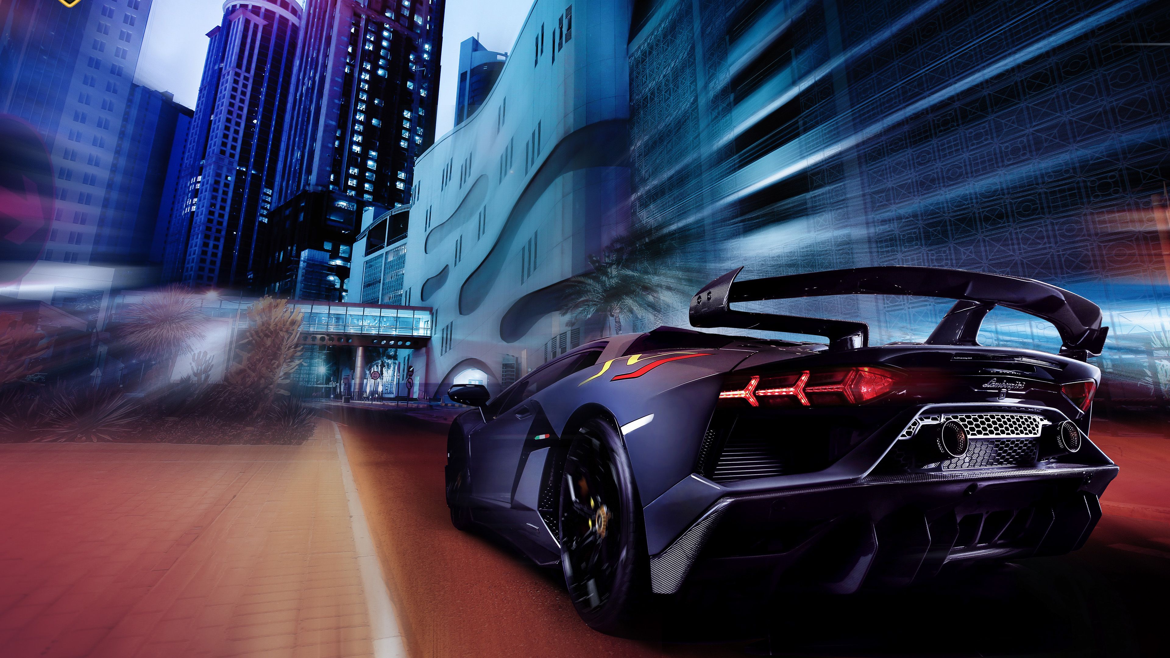 Wallpaper 4k Lamborghini Aventador Rear Night 4k Wallpaper, Cars Wallpaper, Hd Wallpaper, Lamborghini Aventador Wallpaper, Lamborghini Wallpaper