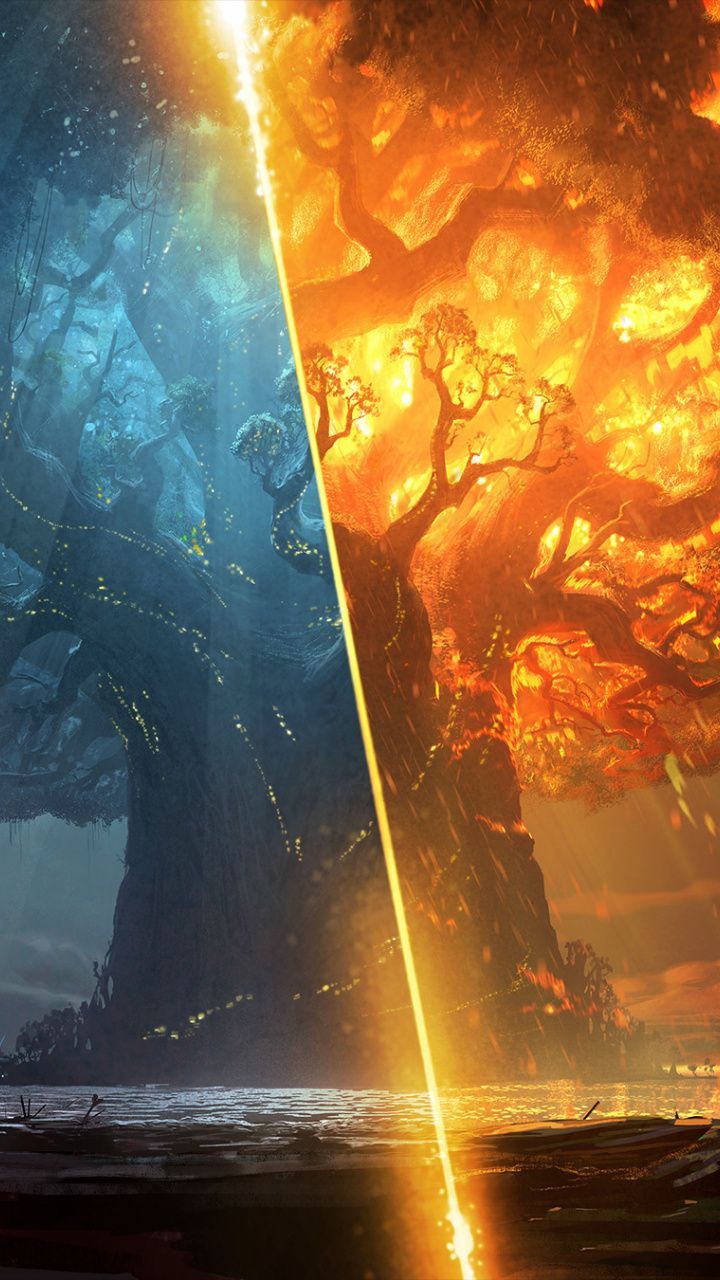 World of Warcraft: Battle for Azeroth, online game, big tree, 720x1280 wallpaper. World of warcraft wallpaper, Fantasy landscape, World of warcraft