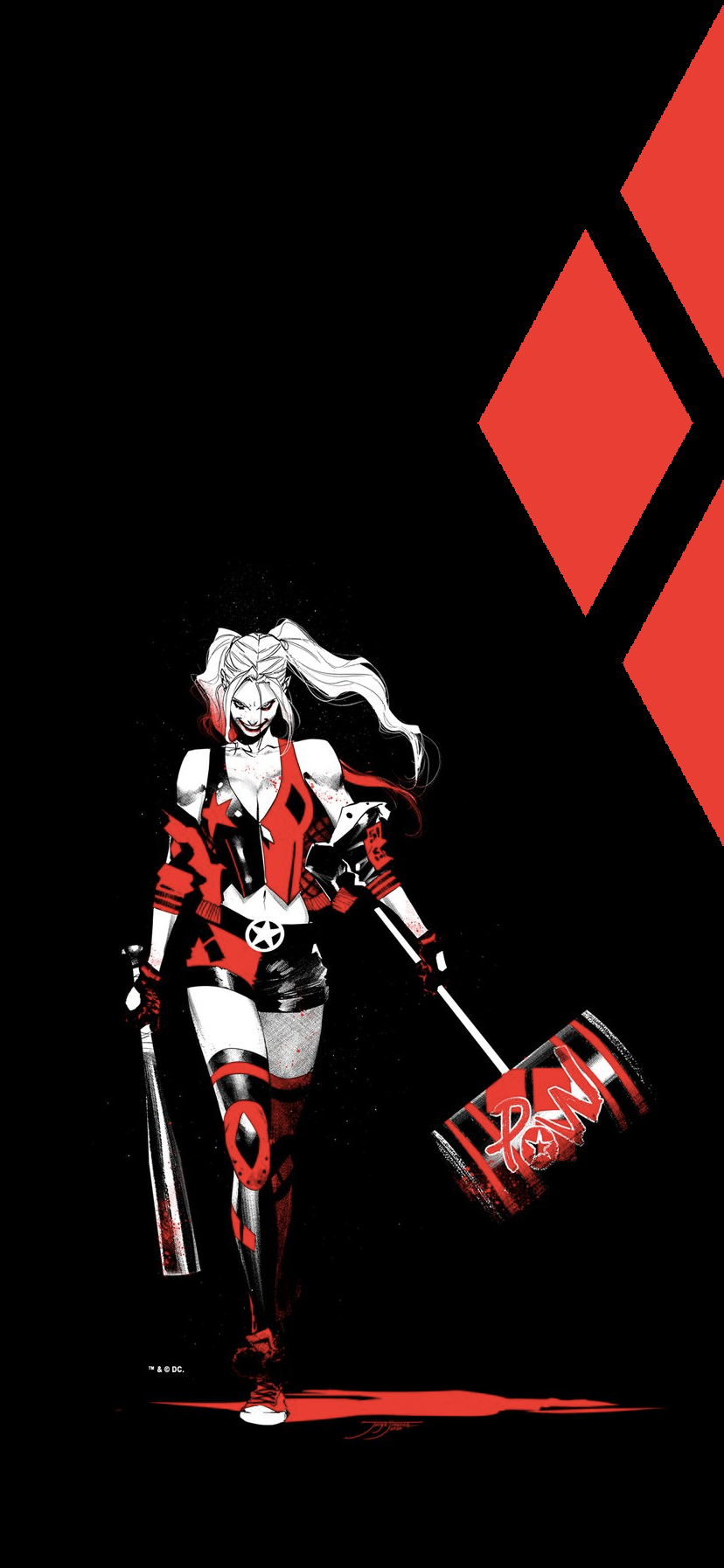 Made up a simple Harley Quinn phone wallpaper using the new Jimenez teaser art. Hope you like!