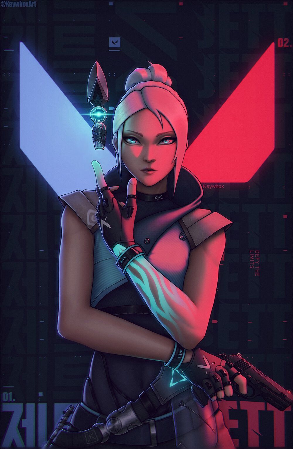 Jett, Kay whox. Anime character design, Cyberpunk art, Gaming wallpaper