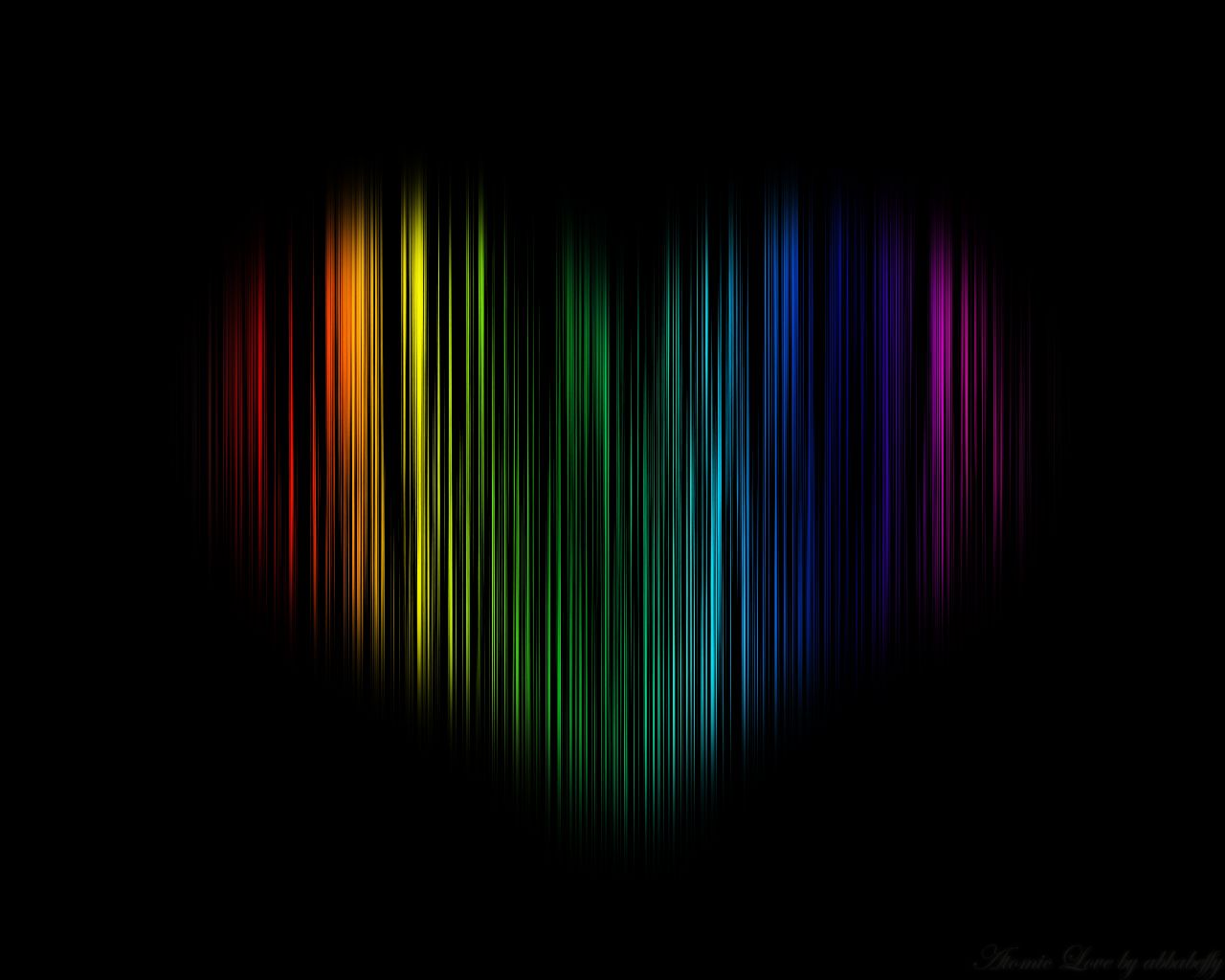 Rainbow Heart Black Background HD Wallpaper