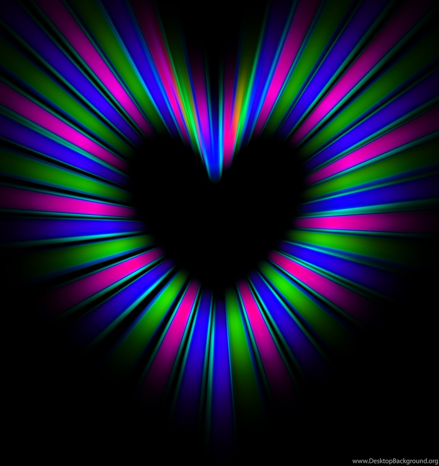 Jestingstock.com Neon Rainbow Hearts Wallpaper Desktop Background