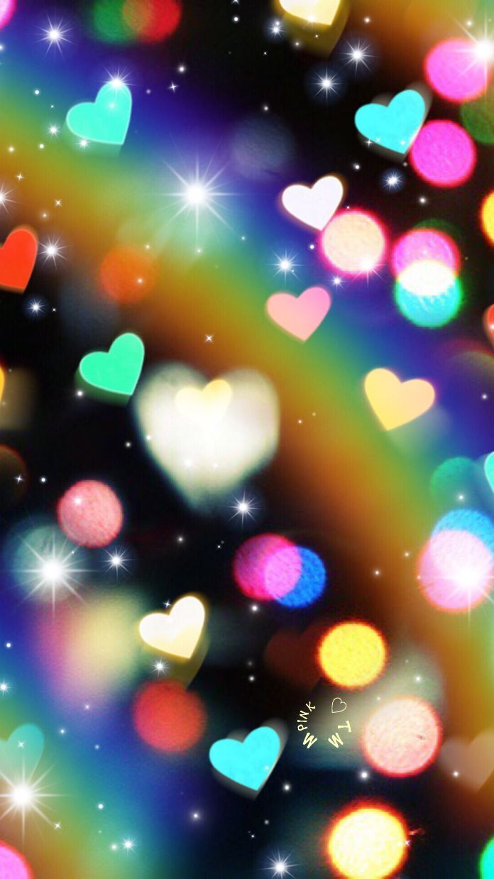 Rainbow Hearts And Stars. Heart iphone wallpaper, Hello wallpaper, Glitter wallpaper