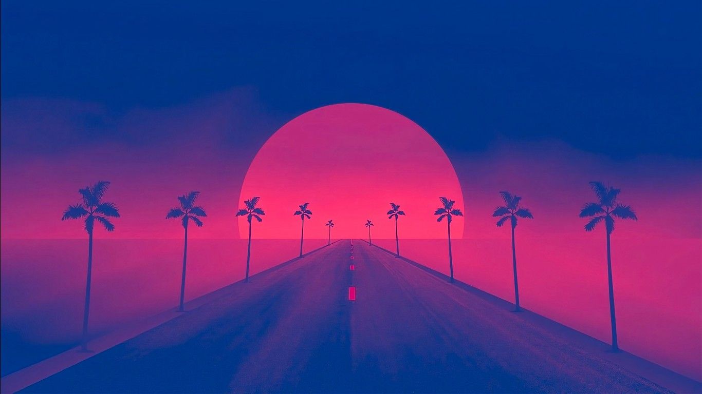 Retrowave Sunset 4K Wallpaper