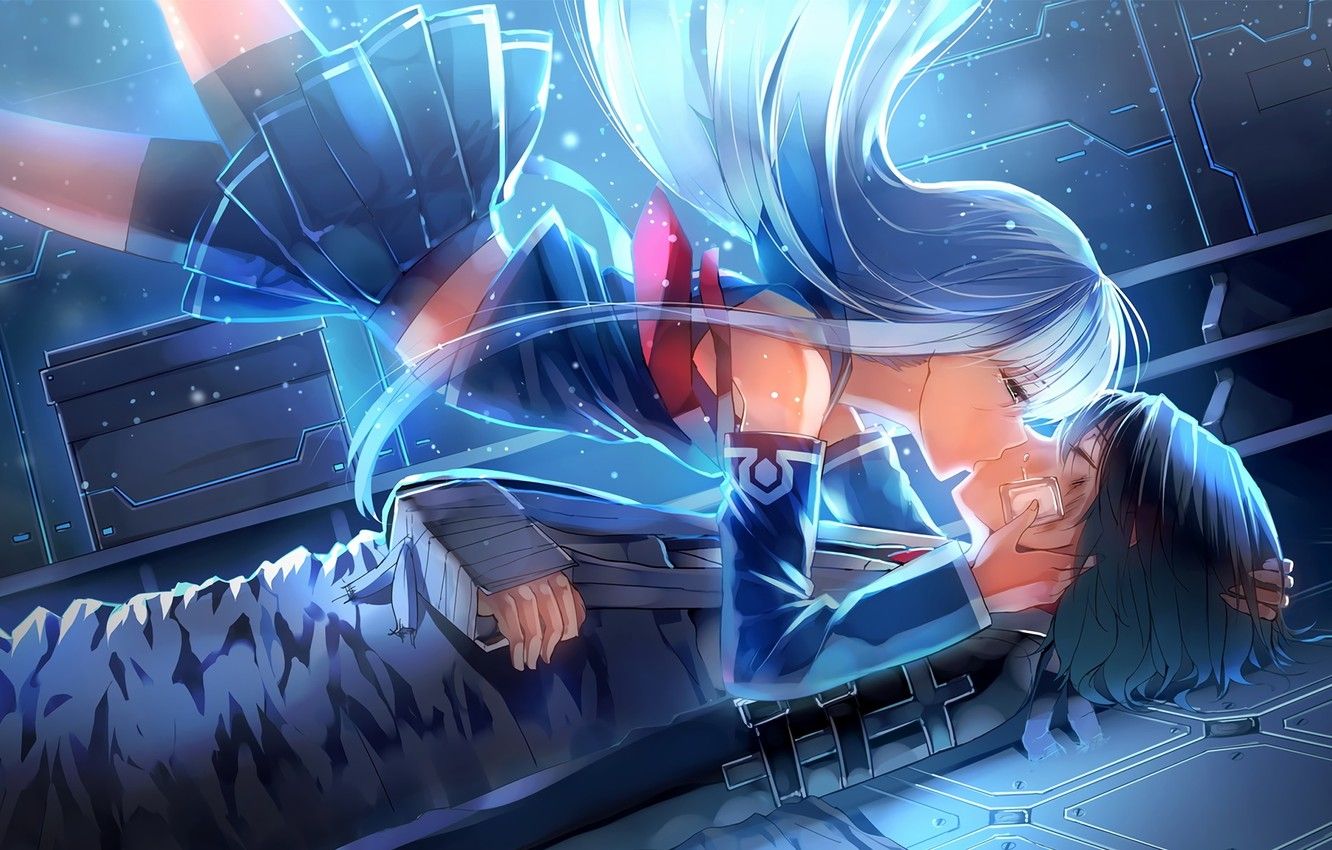 Wallpaper girl, kiss, anime, art, guy, Aoki Hagane No Arpeggio image for desktop, section прочее