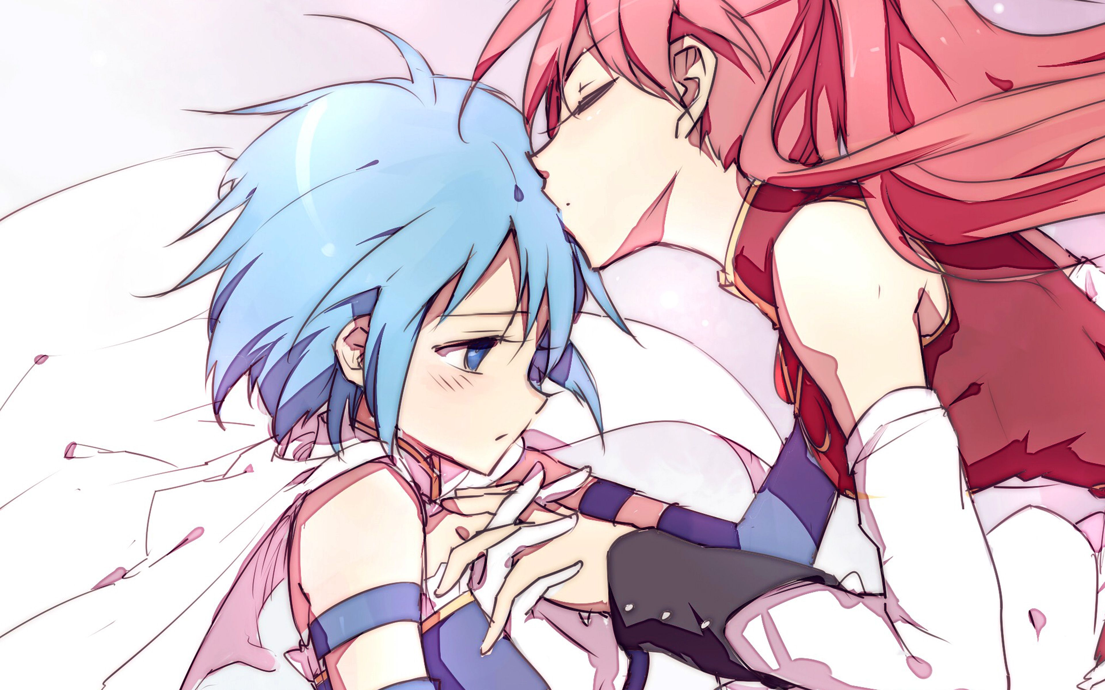 Anime Girl Kiss Cute Art Drawing Wallpaper