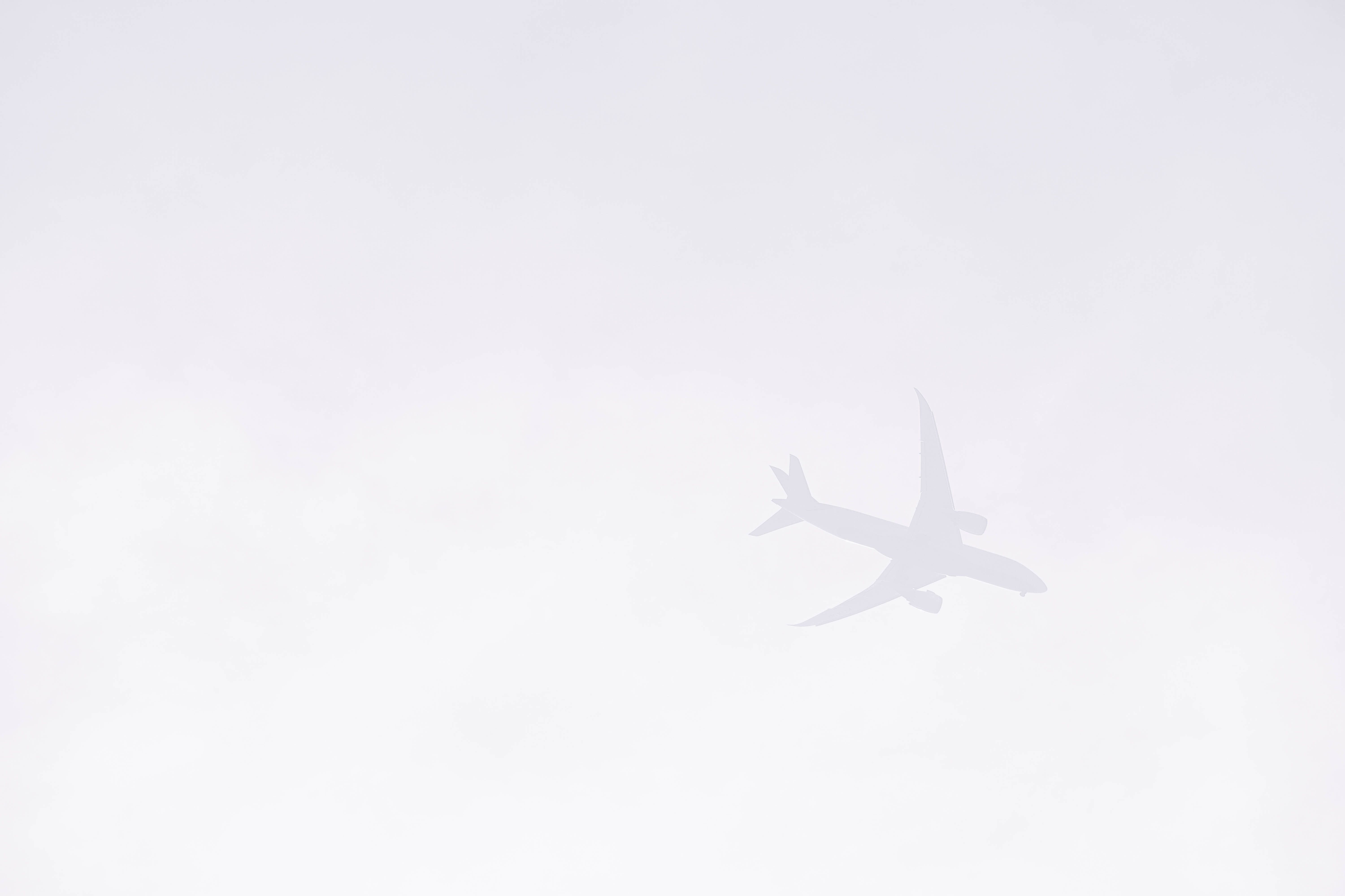 6000x4000 #travel, #white, #sky, #minimal, #flying, #airplane, # wallpaper, #cloudy, #aeroplane, #Free picture, #fly, #flight, #haze, #airline, #aircraft, #jet, #fade, #hazy, #airport. Mocah.org HD Desktop Wallpaper