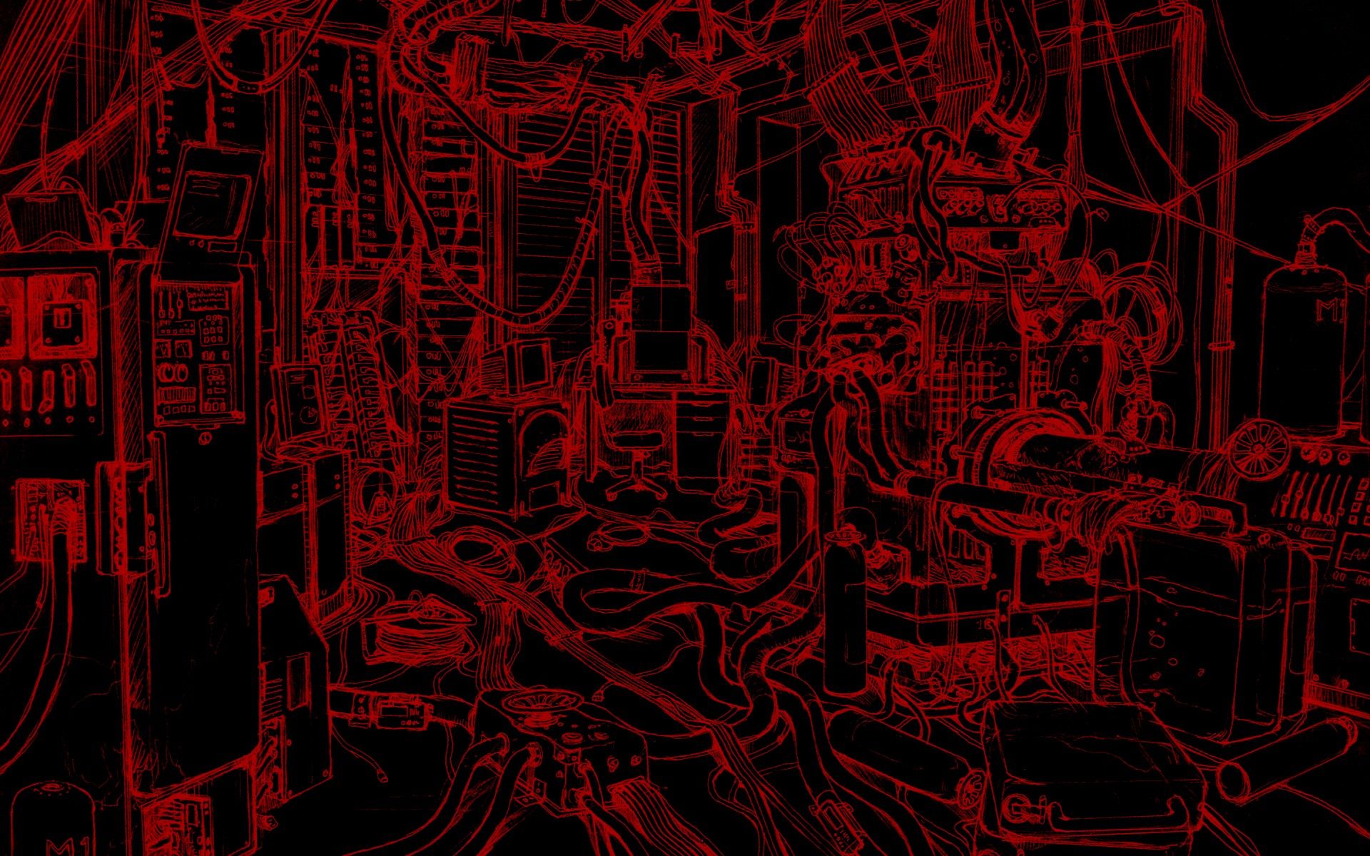dark, computers, black, red, science, wires, technology wallpaper