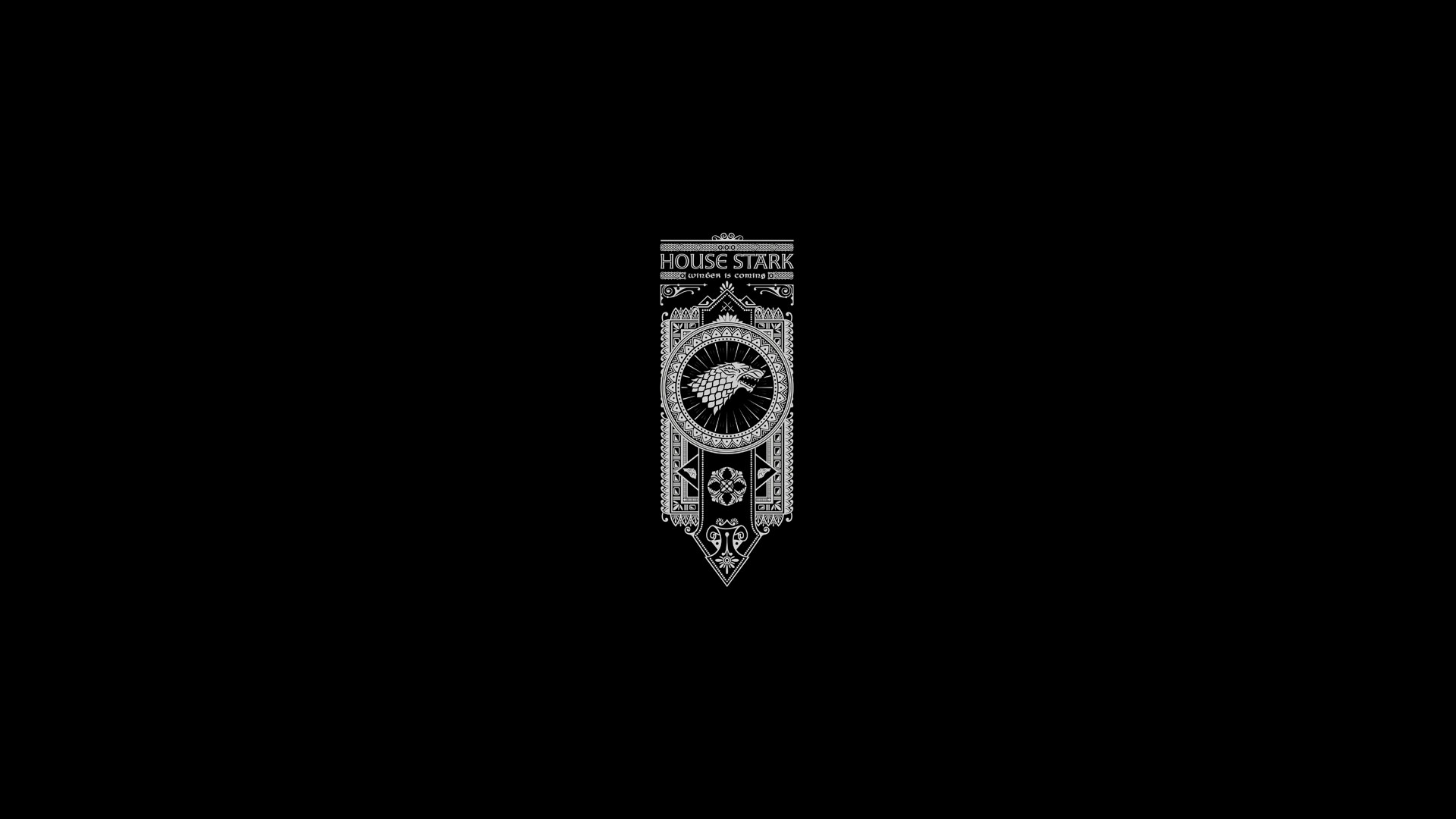 Game of Thrones Song of Ice and Fire Stark Minimal Black wallpaperx1080